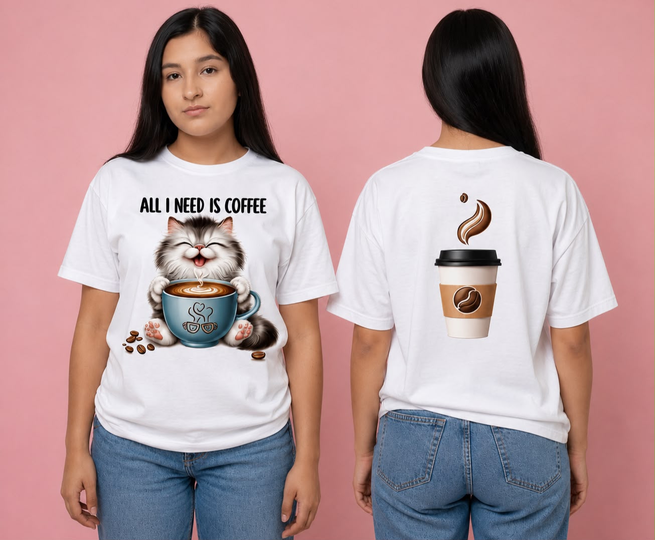 Camiseta blanca unisex con estampado por sublimación