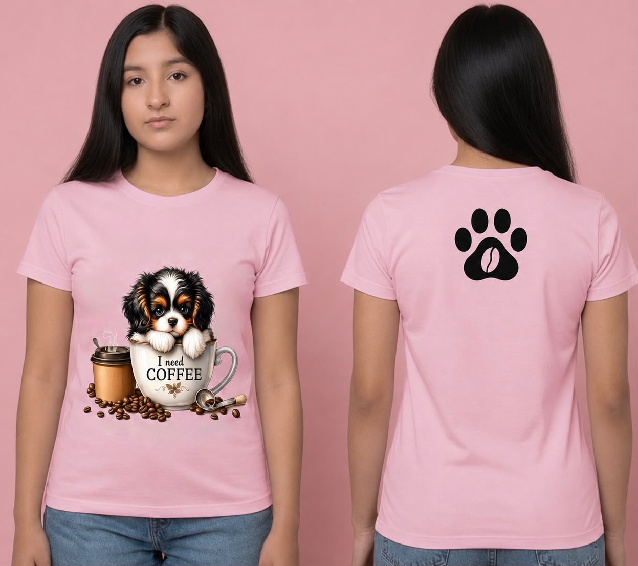 Camiseta rosa con estampado de sublimación