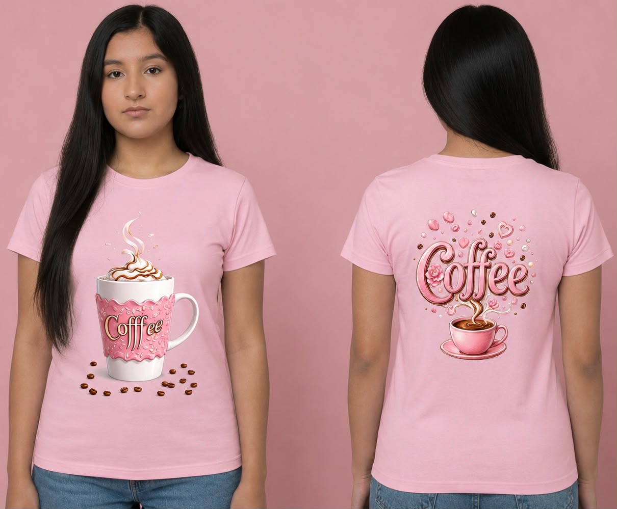 Camiseta rosa con estampado de sublimación