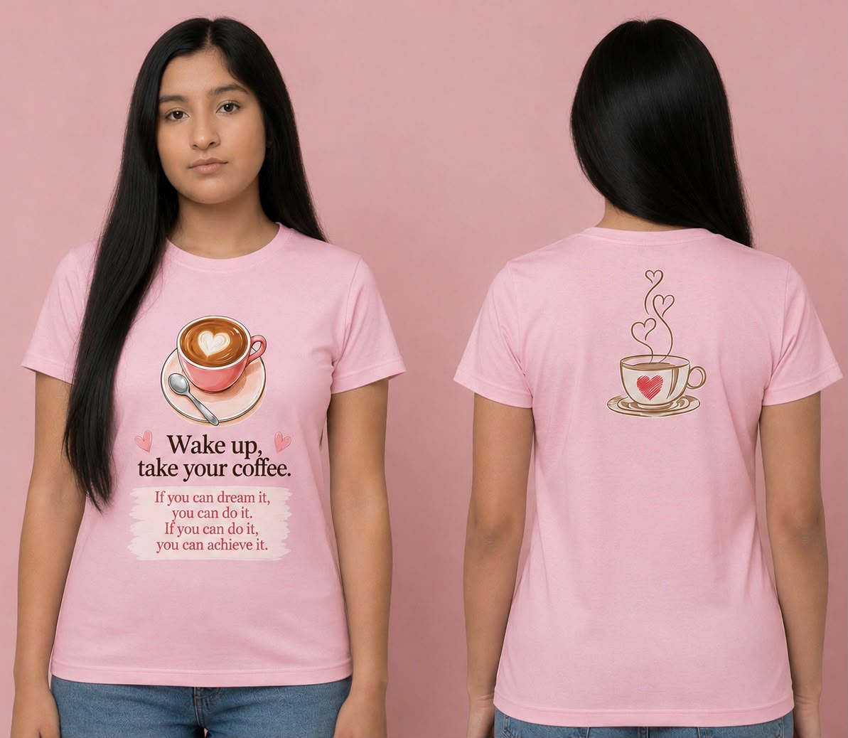 Camiseta rosa con estampado de sublimación