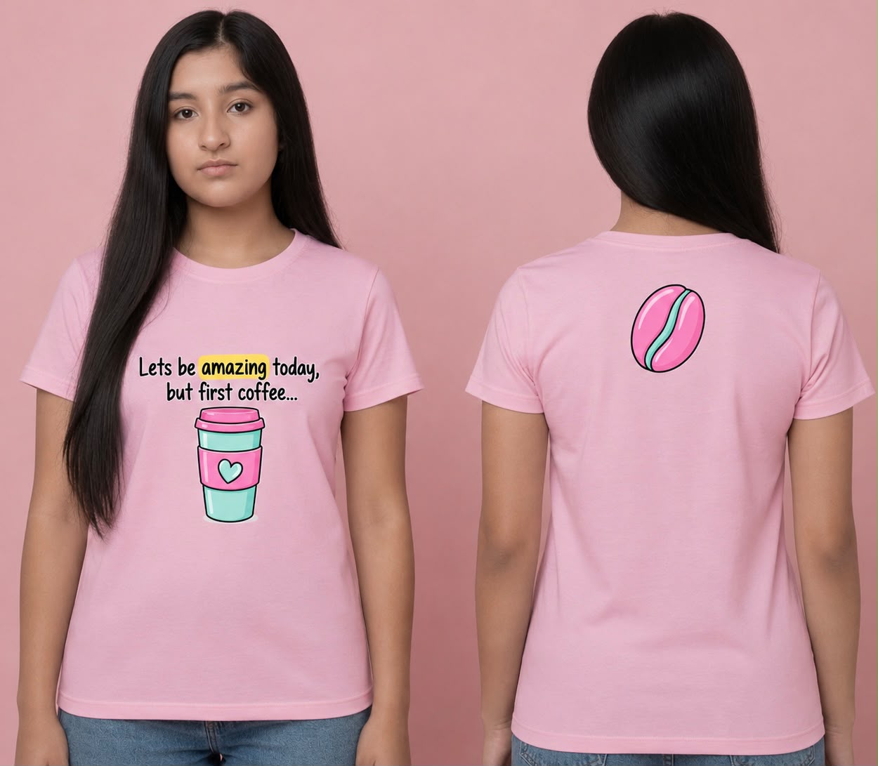 Camiseta rosa con estampado de sublimación