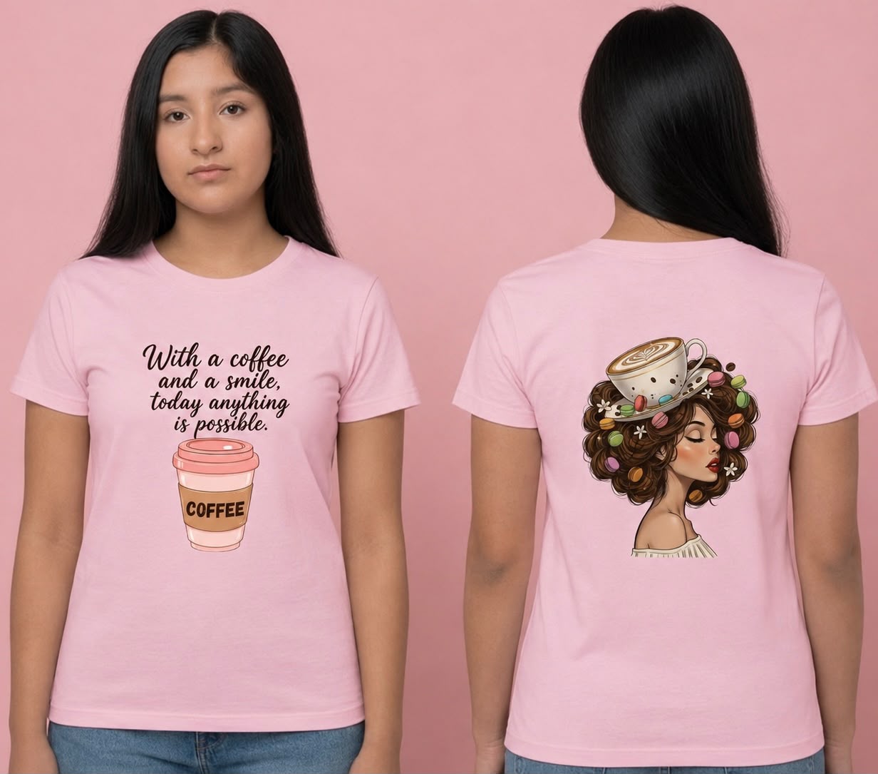 Camiseta rosa con estampado de sublimación
